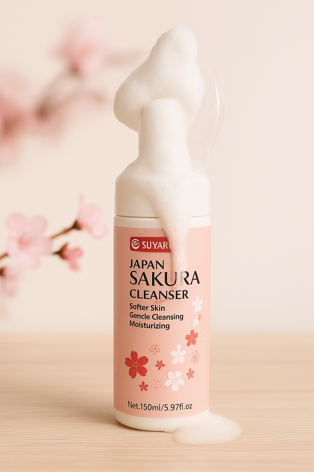Japan Sakura Gentle Cleansing Foam – Nettoyant Moussant Hydratant & Adoucissant (Made in Japan) SkinGlow