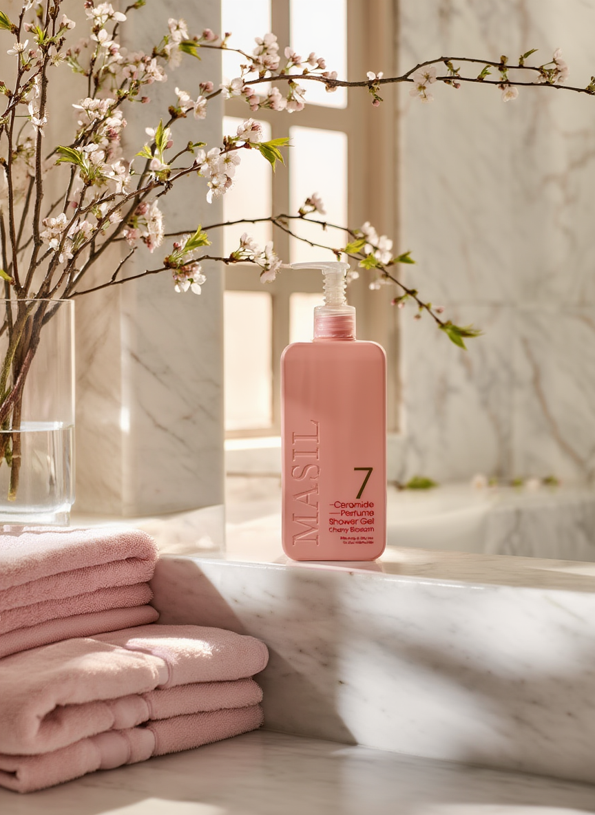 Masil – 7 Céramides  Gel douche parfumé, Fleur de cerisier